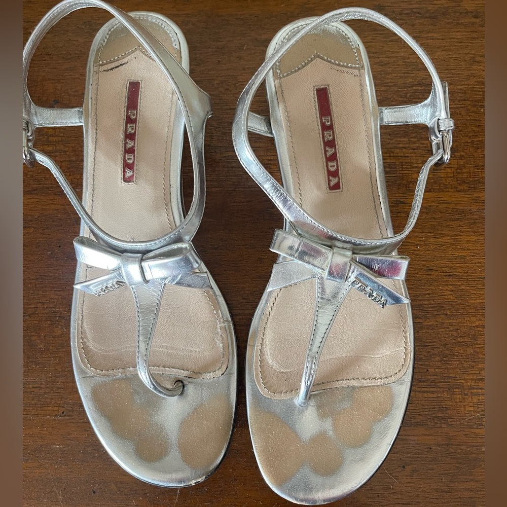 Prada silver sandals